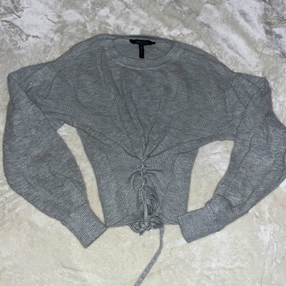 BCBG cropped drawstring sweater